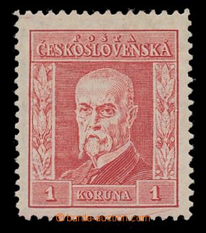 113682 - 1925 Pof.190, Masaryk 1CZK red, wmk 1, flaw print - red line