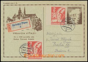 113805 - 1945 CDV73, Košice-issue light green, sent as Reg, uprated 