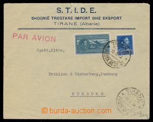113962 - 1938 Let-dopis do ČSR vyfr. zn. Mi.222, 230, DR TIRANE/ 12.
