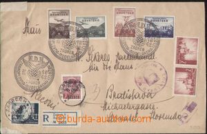113977 - 1942 large format Reg letter to Slovakia franked by multicol