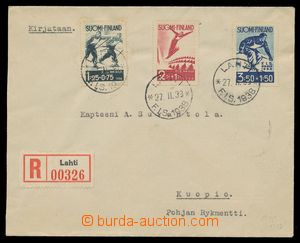 114005 - 1938 Reg letter with Mi.208-210, F.I.S., CDS LAHTI/ 27.II.38