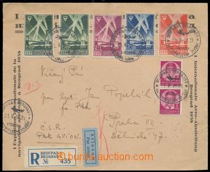 114049 - 1938 Reg and airmail letter to Prague i.a. with Mi.354-357, 