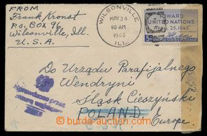 114080 - 1945 BORDER CHANGES  letter from USA with Mi.533, CDS WILSON