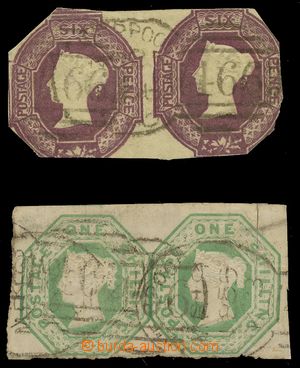 114093 - 1847 Mi.5, 7, Královna Viktorie, 2x 2-páska, hodnota 6P - 