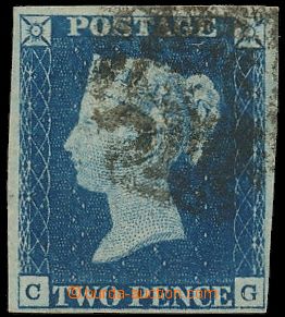 114104 - 1840 Mi.2b, Queen Victoria 2P blue, letters C-G, very nice p