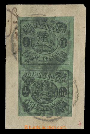 114129 - 1861 Mi.10A, Coat of arms in oval, pair on cut square, heavi