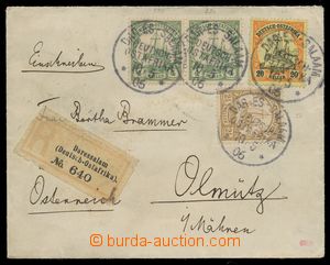 114183 - 1906 DEUTSCH-OSTAFRIKA  R-dopis na Moravu vyfr. zn. Mi.22, 2