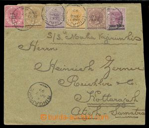114194 - 1897 dopis na Sumatru s pestrou 6-barevnou (!) frankaturou, 