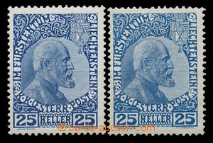 114227 - 1912 Mi.1x 2x, Kníže Johann II., 2ks, různé odstíny, sv