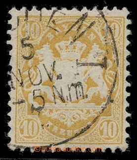 114281 - 1875 Mi.35, Státní znak 10Kr žlutá, průsvitka 2, kat. 3