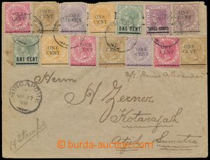 114297 - 1897 dopis na Sumatru s pestrou 7-barevnou frankaturou(!), p