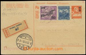 114302 - 1926 Mi.P89A, švýcarská dvojitá dopisnice 20c pro cizinu