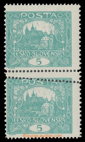 114387 -  Pof.4F, 5h blue-green, vertical pair, line perforation 13&#