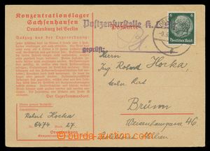 114409 - 1940 C.C. SACHSENHAUSEN  preprinted úředníní card to Boh