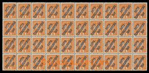 114455 -  Pof.35, Crown 6h orange, blk-of-40 with joined overprint ty
