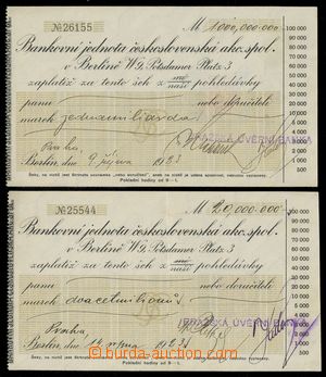 114457 - 1923 CZECHOSLOVAKIA 1918-39  comp. 2 pcs of due bills for am