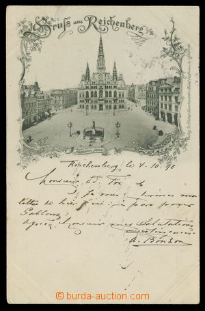 114505 - 1896 LIBEREC (Reichenberg) - náměstí, radnice; DA, prošl
