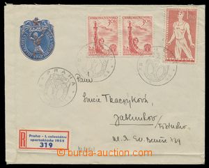114514 - 1955 ČSR II.  R-dopis vyfr. zn. Pof.814 2x, 838, PR PRAHA/ 
