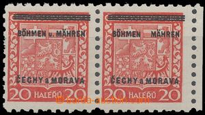 114784 - 1939 Pof.3DV, Státní znak 20h, krajová 2-páska, u 1 zn. 