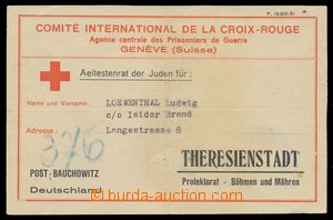 115325 - 1944? GHETTO TERESIENSTADT   address label international org