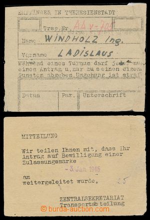 115329 - 1945 GHETTO TERESIENSTADT   blank form for posting request a