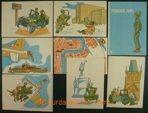 115412 - 1945 collection 8 pcs of drawn Ppc PRAGUE 1945 with motive o