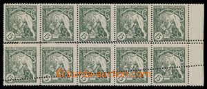 115617 -  Pof.27B, 15h green, blk-of-10 with double and oblique horiz