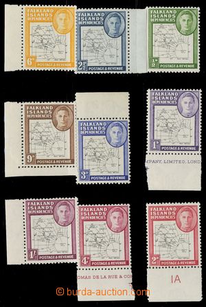 115743 - 1946 Mi.1-9, Mapa a Jiří VI., krajové kusy, kat. SG £