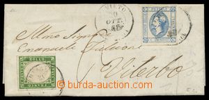 116024 - 1863 folded letter to Viterbo franked with. mixed franking M