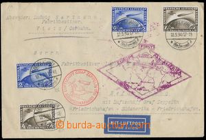 116030 - 1930 letter forwarded by LZ 127, violet cachet FIRST EUROPE 