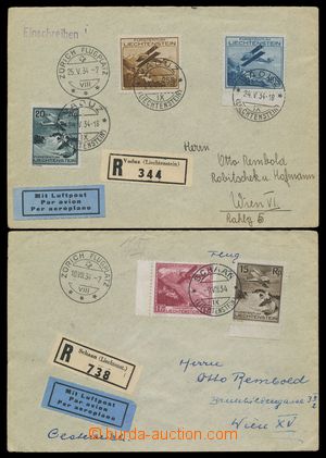 116031 - 1934 sestava 2ks R+Let-dopisů do Vídně, vyfr. zn. Mi.108,