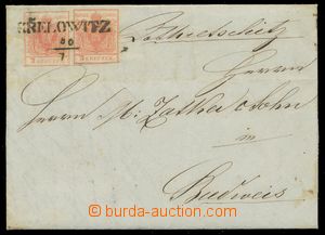 116200 - 1851 skládaný dopis vyfr. zn. I. emise 3Kr + 3Kr, Mi.3, HP