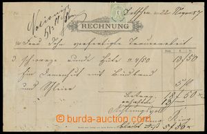 116231 - 1887 FISCAL USAGE OF POSTAGE STAMP  bill with daňovým fee/
