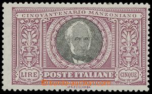 116236 - 1923 Mi.193, Manzoni 5L, highest value, exp. Bühler, c.v.. 