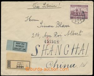 116283 - 1941 Reg and airmail letter to China with Pof.46, CDS PRAGUE