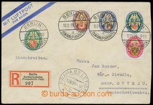 116285 - 1929 Reg and airmail letter to Czechoslovakia, franked with.