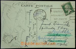 117121 - 1933 FOTBAL  pohlednice (Versailles) s podpisy čs. fotbalis