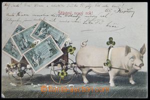 118366 - 1905 bankovky na pohlednicích, novoroční pozdrav, prasát