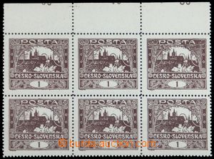 119206 -  Pof.1C, 1h brown, upper block of 6 with margin and with par