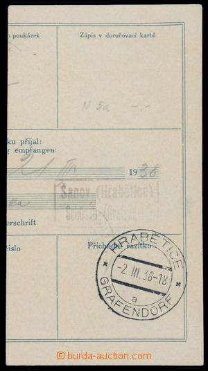 119538 - 1938 postal-agency ŠANOV (HRABĚTICE)/ SCHÖNAU (GRAFENDORF