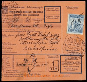 119866 - 1938 RUČNÍ ZNEHODNOCENÍ  mezinárodní poštovní poukáz