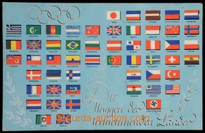 119897 - 1936 OLYMPIÁDA Berlín, vlajky na pohlednicích, propagačn