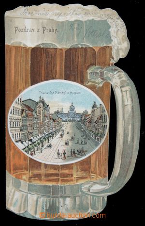 119901 - 1901 PRAHA (Prag) - pivní pozdrav, pohlednice ve tvaru pivn