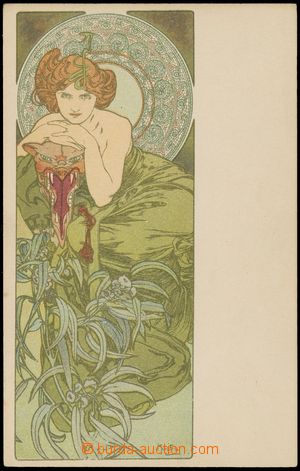 119906 - 1900 MUCHA Alfons (1860–1939), Dáma v zeleném, secesní 