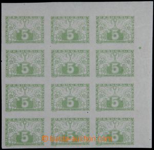 119967 - 1919 Pof.S2N, 5h light green, white paper, corner blk-of-12,
