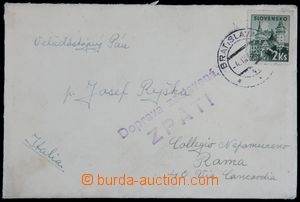 119974 - 1943 PŘERUŠENÁ DOPRAVA  dopis do Itálie vyfr. zn. Alb.55