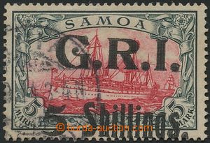 120219 - 1914 Mi.13 (SG.114), overprint G.R.I. 5Sh/ 5M, sought stamp,