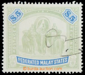 120365 - 1904 MALAYA  Mi.37 (SG.50), Skupina slonů $5, zelená, kat.