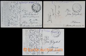 120545 - 1919 comp. 3 pcs of Ppc with FP cachet postmark Czechosl. sa
