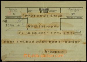 120575 - 1940 KT AUSCHWITZ  telegram o úmrtí českého vězně v Os